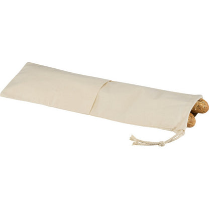 Natural - Side - Floso Nola Plain Cotton Drawstring Bag