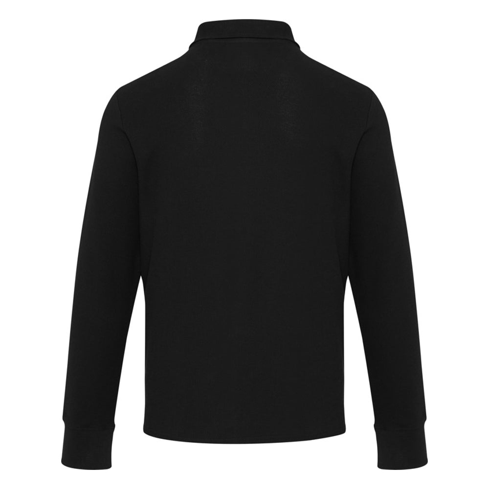 Black - Back - Zeus Unisex Adult Quarter Zip Long-Sleeved Polo Shirt