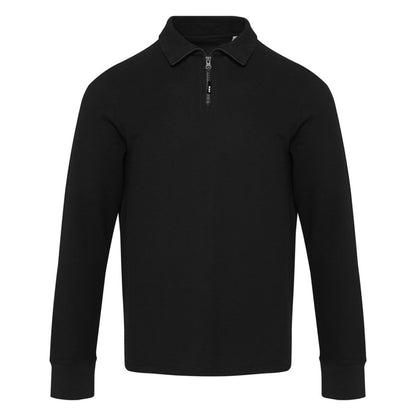 Black - Side - Zeus Unisex Adult Quarter Zip Long-Sleeved Polo Shirt