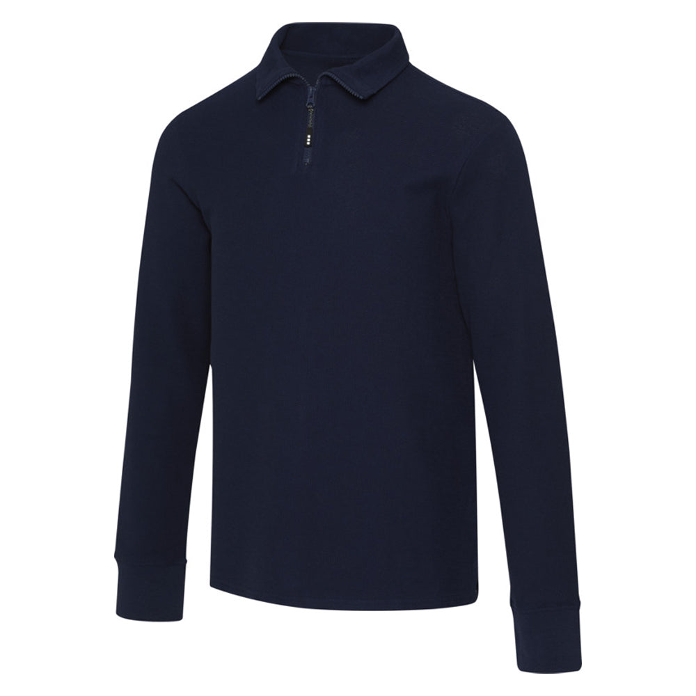 Navy - Front - Zeus Unisex Adult Quarter Zip Long-Sleeved Polo Shirt