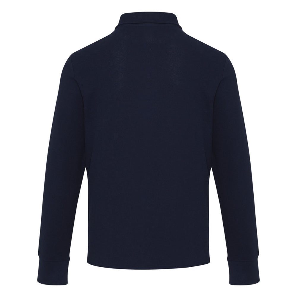 Navy - Back - Zeus Unisex Adult Quarter Zip Long-Sleeved Polo Shirt