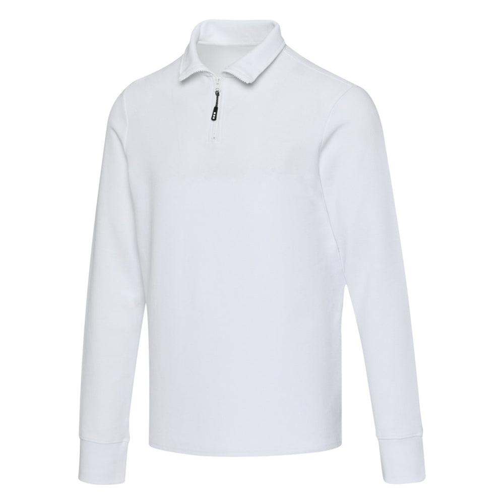 White - Front - Zeus Unisex Adult Quarter Zip Long-Sleeved Polo Shirt