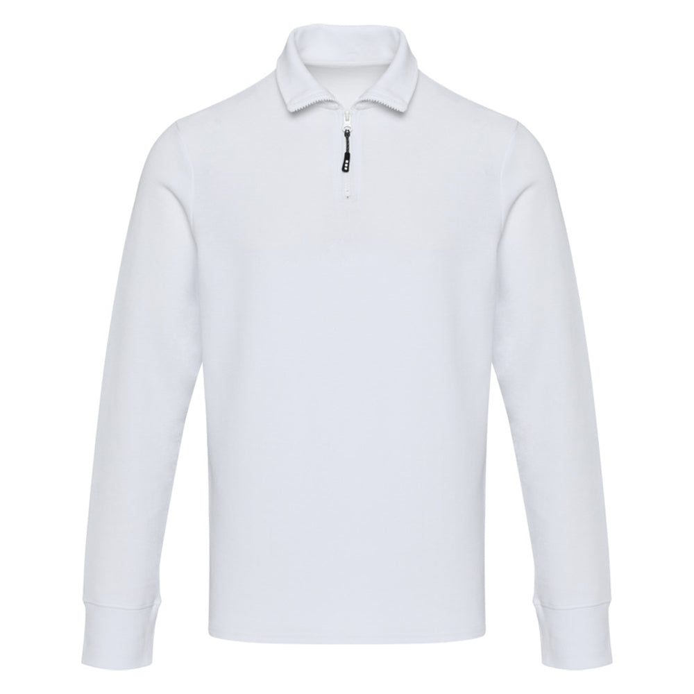 White - Side - Zeus Unisex Adult Quarter Zip Long-Sleeved Polo Shirt