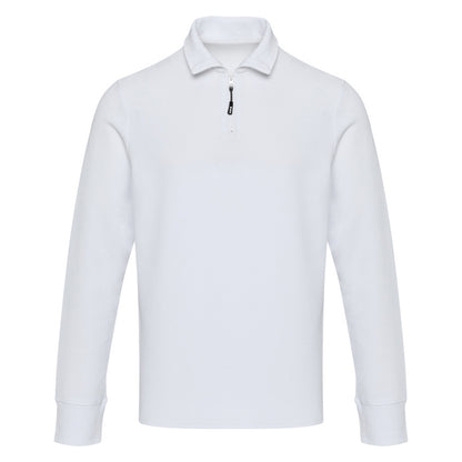 White - Side - Zeus Unisex Adult Quarter Zip Long-Sleeved Polo Shirt