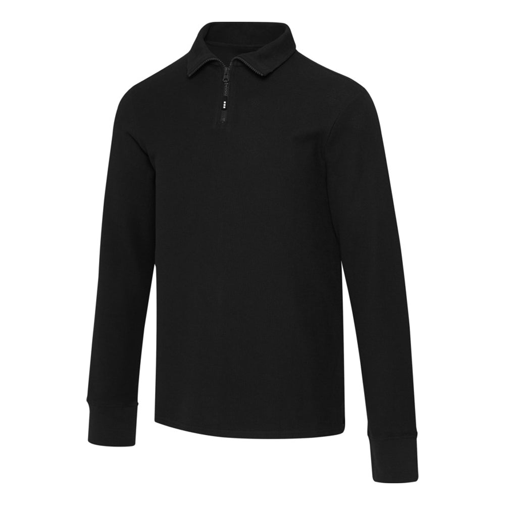 Black - Front - Zeus Unisex Adult Quarter Zip Long-Sleeved Polo Shirt