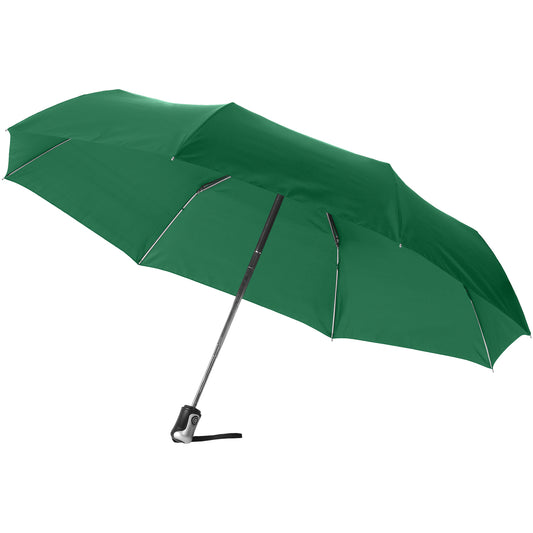 Green - Front - Bullet 21.5in Alex 3-Section Auto Open And Close Umbrella