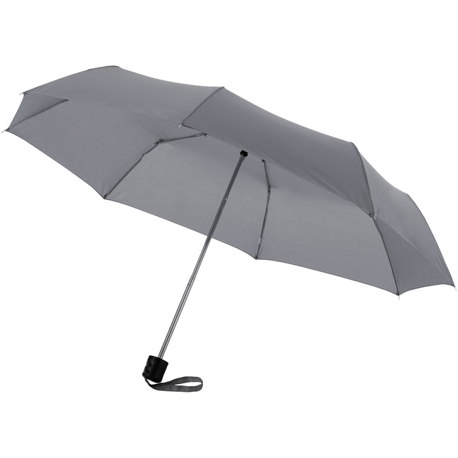 Grey - Front - Bullet 21.5in Ida 3-Section Umbrella