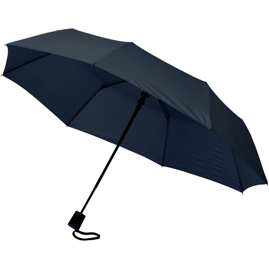 Navy - Front - Bullet 21 Inch Wali 3-Section Auto Open Umbrella