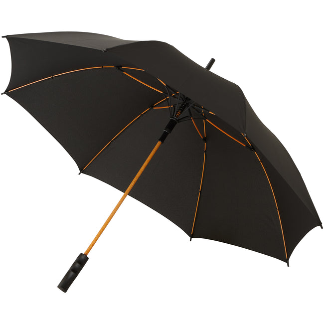 Solid Black-Orange - Front - Avenue 23 Inch Spark Auto Open Storm Umbrella