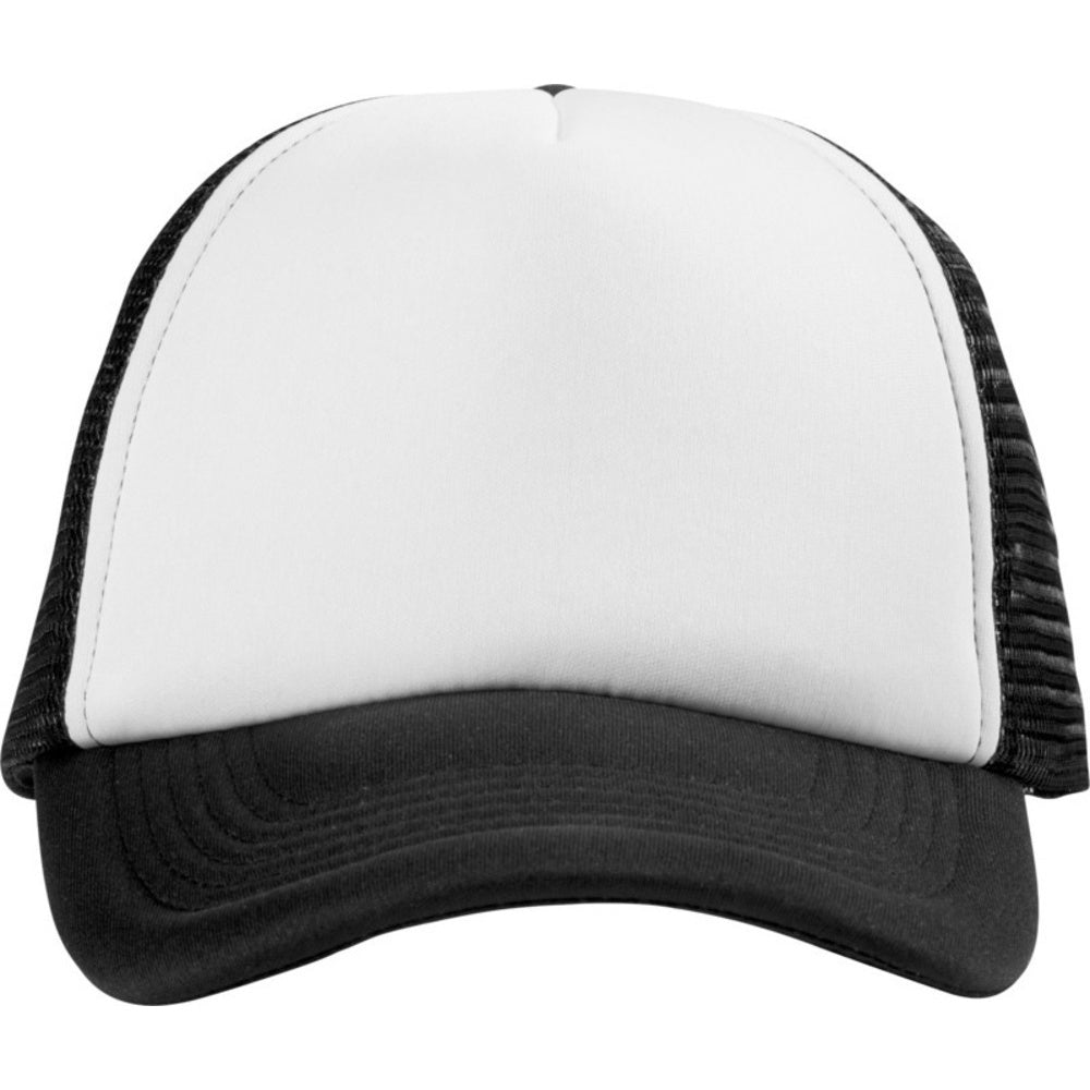 Solid Black-White - Back - Bullet Trucker 5 Panel Cap