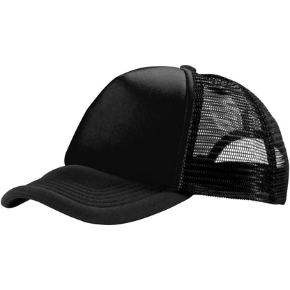Solid Black - Front - Bullet Trucker 5 Panel Cap