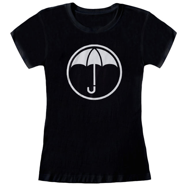 Black - Front - The Umbrella Academy Womens-Ladies Logo Fitted T-Shirt
