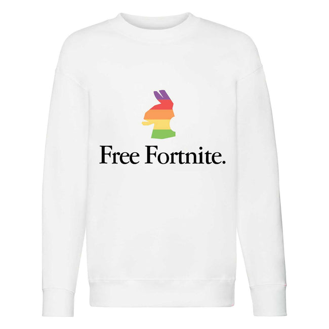 White - Front - Fortnite Girls Llama Rainbow Sweatshirt