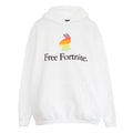 White - Front - Free Fortnite Mens Rainbow Llama Pullover Hoodie