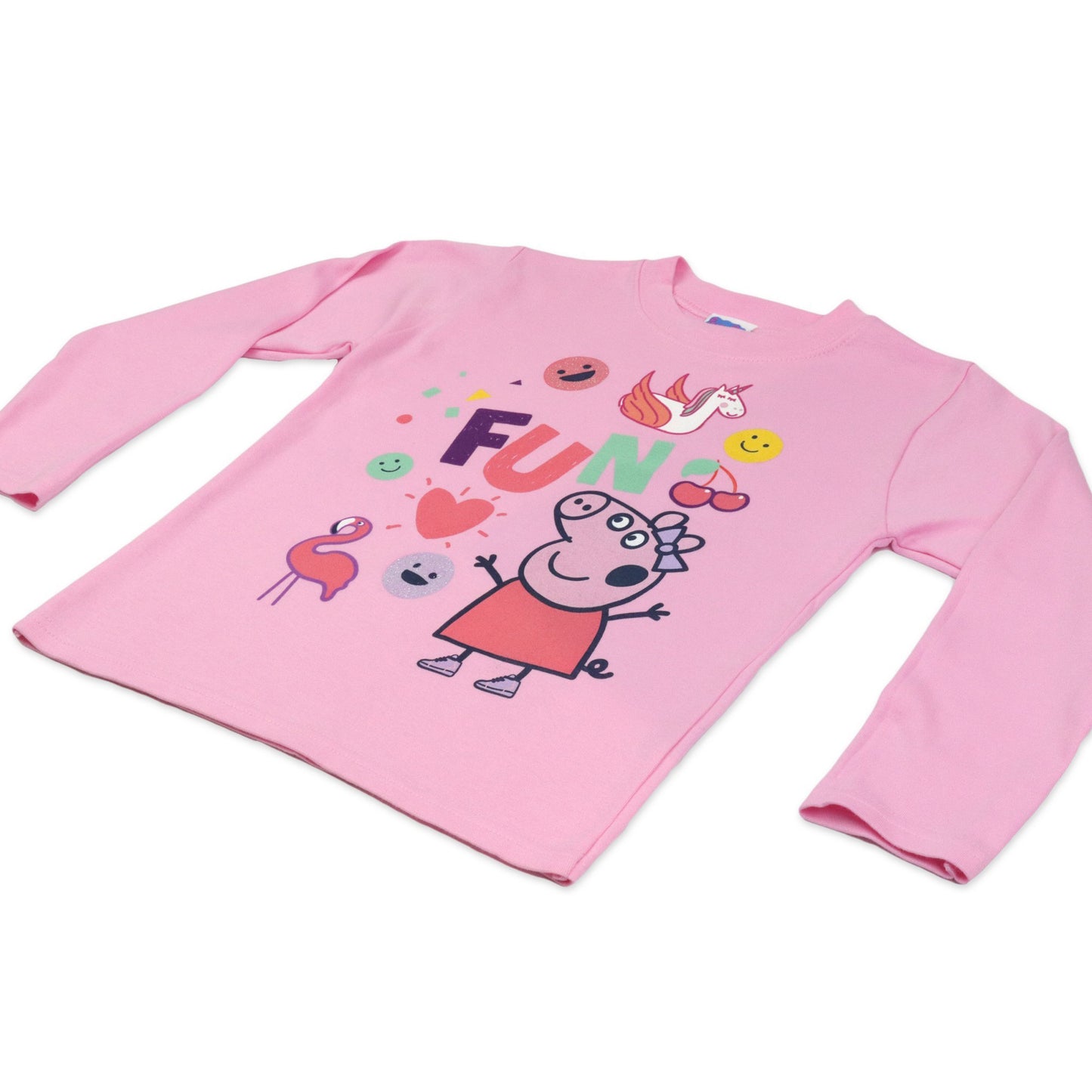 Pink - Side - Peppa Pig Girls Fun Long Sleeved T-Shirt