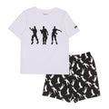 White-Black - Front - Fortnite Boys Dancing Emotes Short Pyjama Set