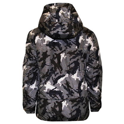 Grey - Back - Fortnite Boys Dancing Emotes Camo Puffer Jacket