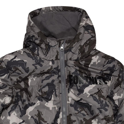 Grey - Side - Fortnite Boys Dancing Emotes Camo Puffer Jacket