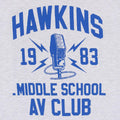 Heather Grey-Blue - Side - Stranger Things Mens Hawkins Middle School AV Club T-Shirt