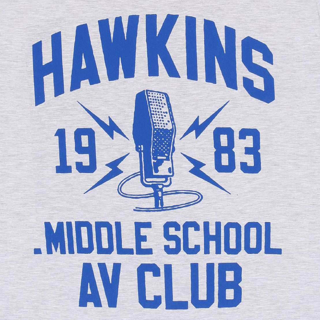 Heather Grey-Blue - Side - Stranger Things Mens Hawkins Middle School AV Club T-Shirt