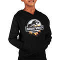 Black-Grey-Orange - Side - Jurassic World Childrens-Kids Logo Hoodie