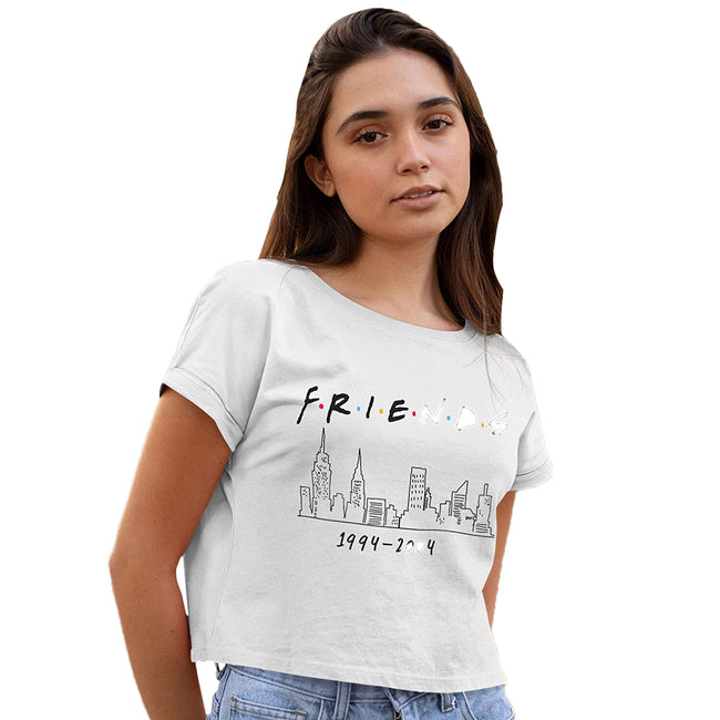 White - Back - Friends Girls NYC Dates Cropped T-Shirt