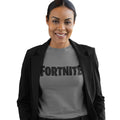 Charcoal - Back - Fortnite Womens-Ladies Logo Boyfriend T-Shirt