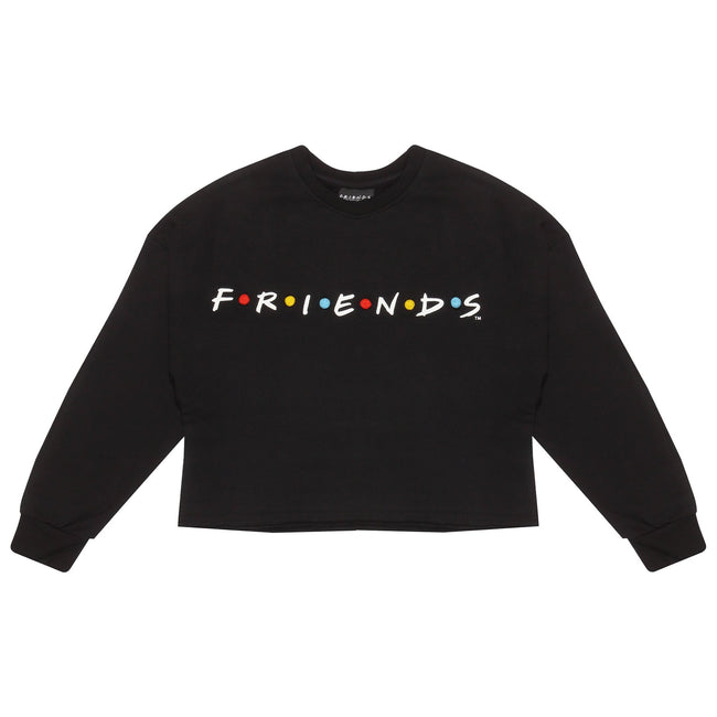 Black - Front - Friends Girls Logo Crop Sweatshirt