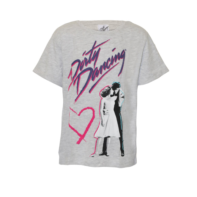Heather Grey - Front - Dirty Dancing Girls Classic Logo Cropped T-Shirt