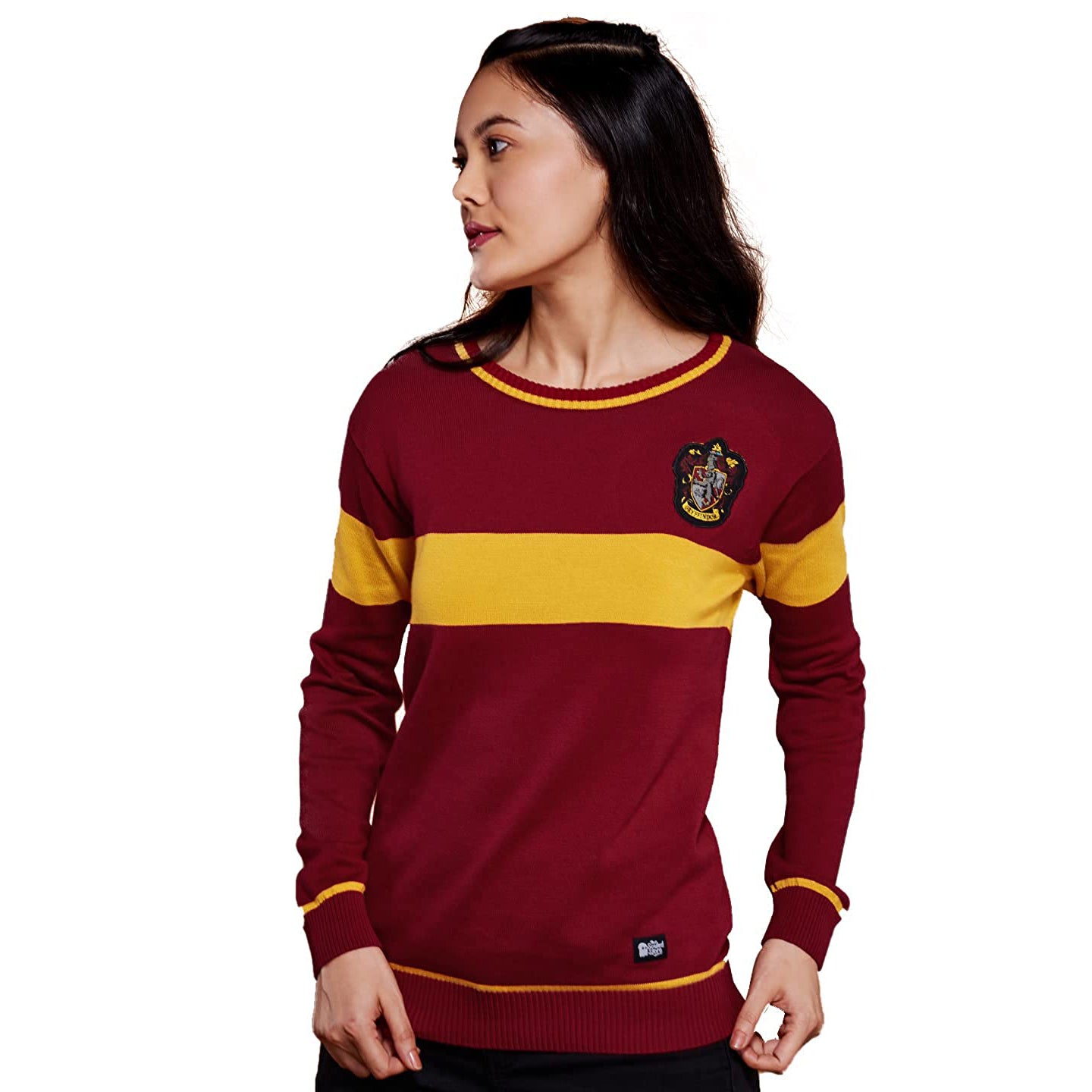 Burgundy-Yellow - Back - Harry Potter Womens-Ladies Gryffindor Quidditch Knitted Jumper