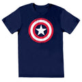 Navy - Front - Captain America Womens-Ladies Distressed Shield Fitted T-Shirt