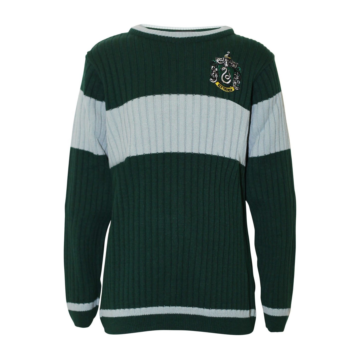 Green-Heather Grey - Front - Harry Potter Boys Slytherin Quidditch Knitted Jumper