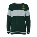 Green-Heather Grey - Front - Harry Potter Boys Slytherin Quidditch Knitted Jumper