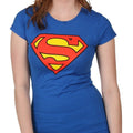 Royal Blue - Side - Superman Womens-Ladies Logo Fitted T-Shirt
