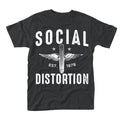 Black - Front - Social Distortion Unisex Adult Winged Wheel T-Shirt
