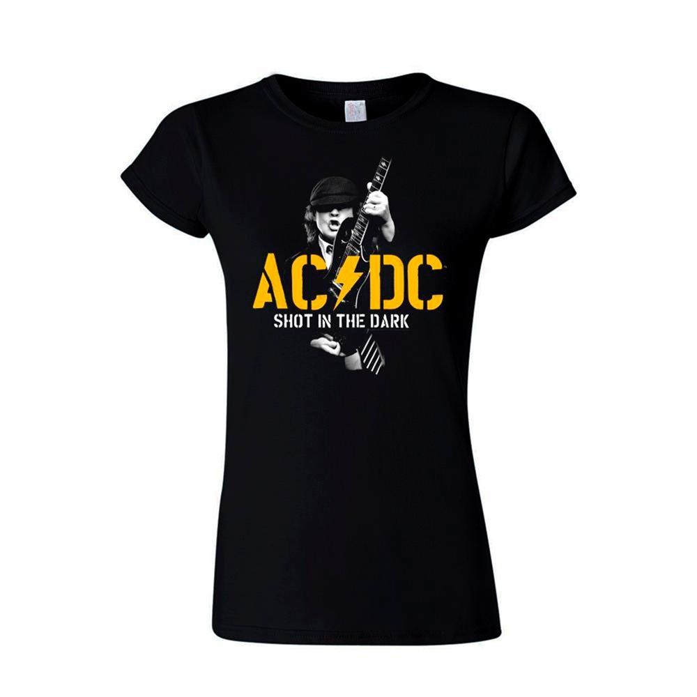 Black - Front - AC-DC Womens-Ladies PWR Shot In The Dark T-Shirt