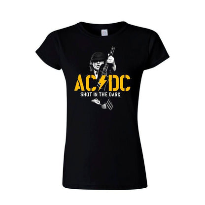 Black - Front - AC-DC Womens-Ladies PWR Shot In The Dark T-Shirt