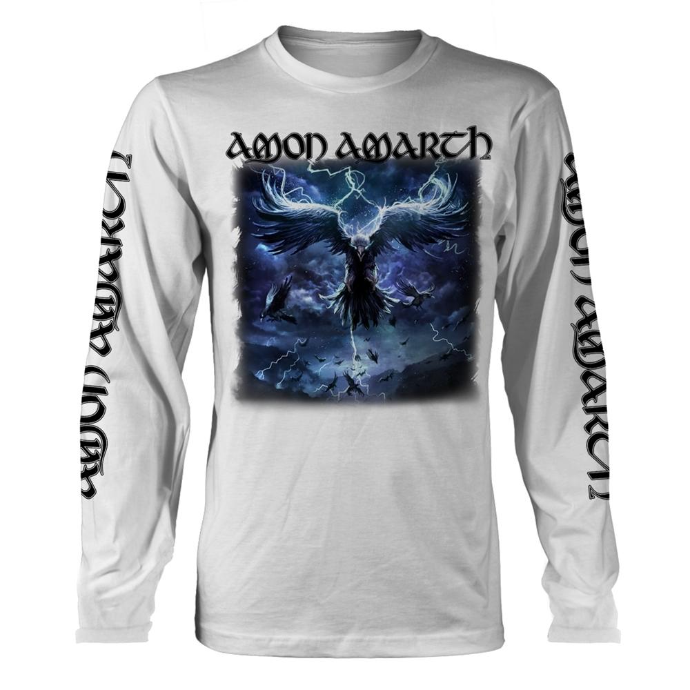 White - Front - Amon Amarth Unisex Adult Raven´s Flight Long-Sleeved T-Shirt
