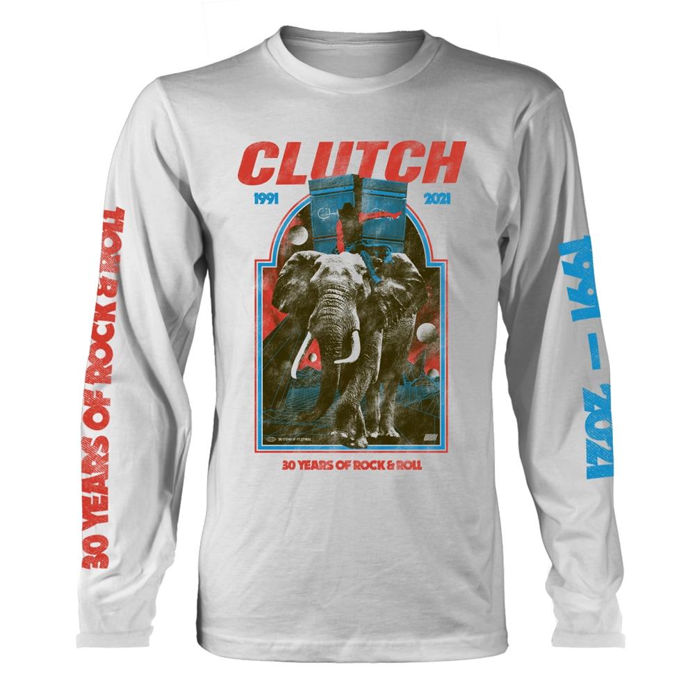 White - Front - Clutch Unisex Adult Elephant Long-Sleeved T-Shirt