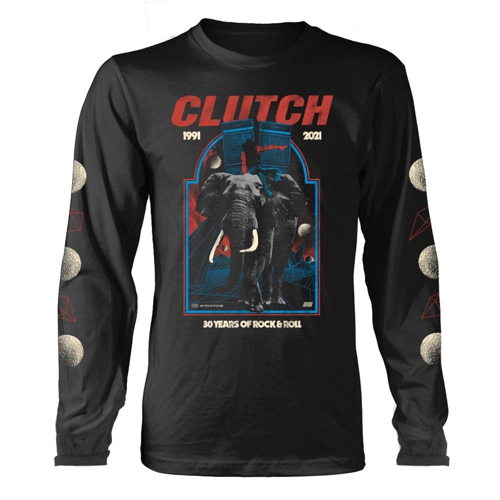 Black - Front - Clutch Unisex Adult Elephant Long-Sleeved T-Shirt