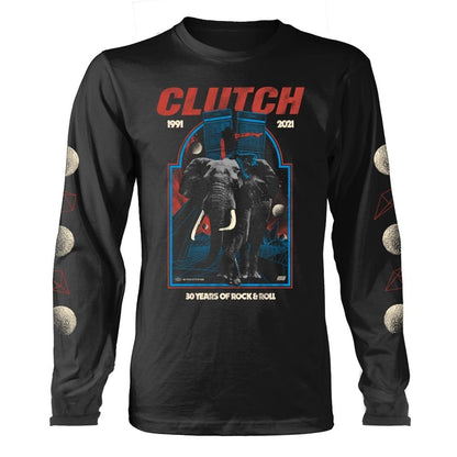Black - Front - Clutch Unisex Adult Elephant Long-Sleeved T-Shirt