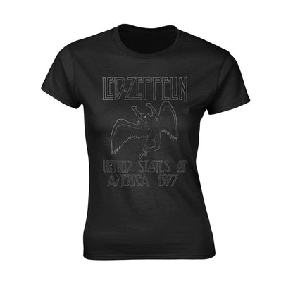 Black - Front - Led Zeppelin Womens-Ladies USA 1977 T-Shirt
