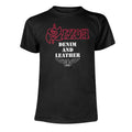 Black - Front - Saxon Unisex Adult Denim And Leather T-Shirt