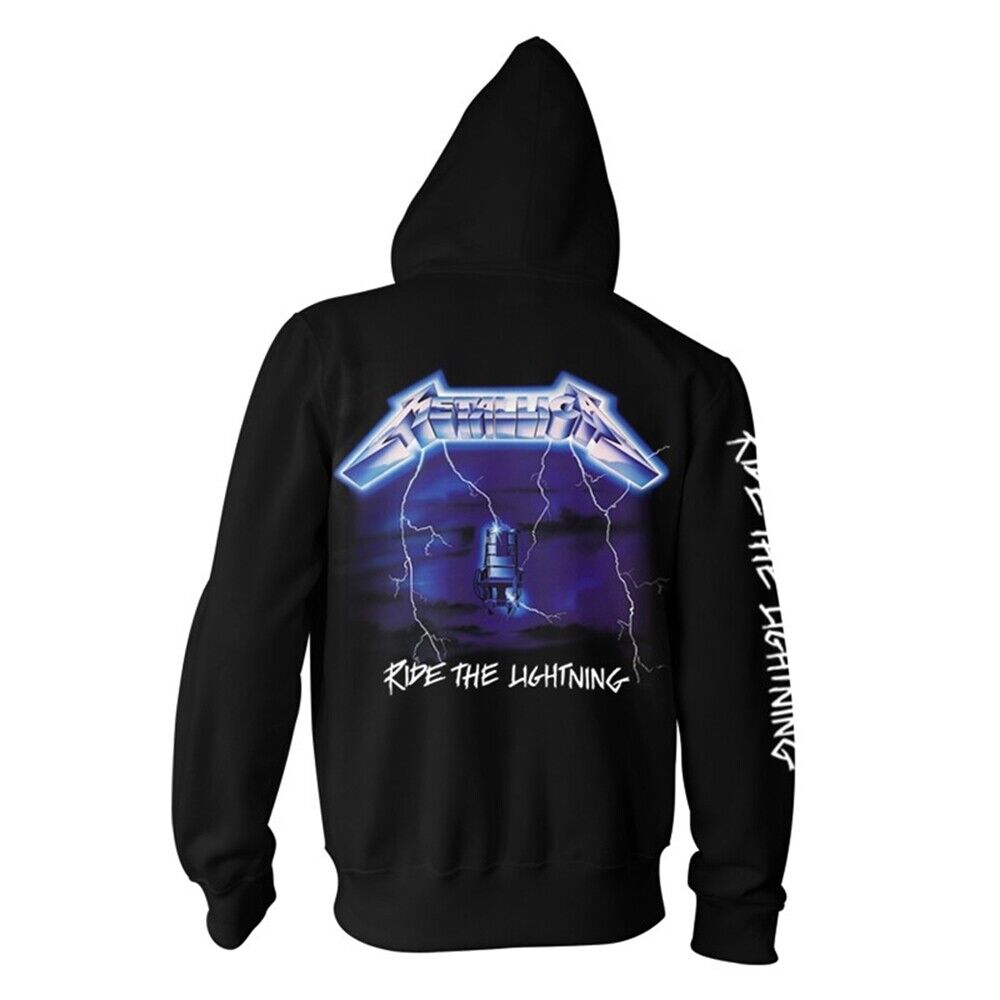 Black - Back - Metallica Unisex Adult Ride The Lightning Full Zip Hoodie
