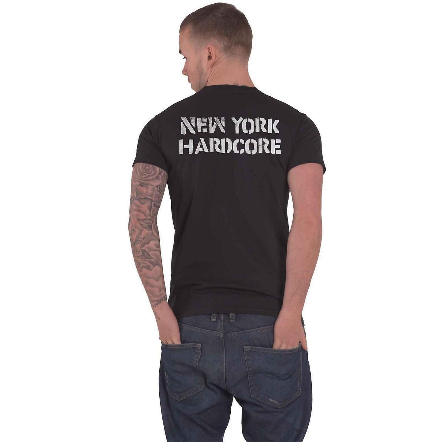 Black - Side - Agnostic Front Unisex Adult Against All Eagle T-Shirt