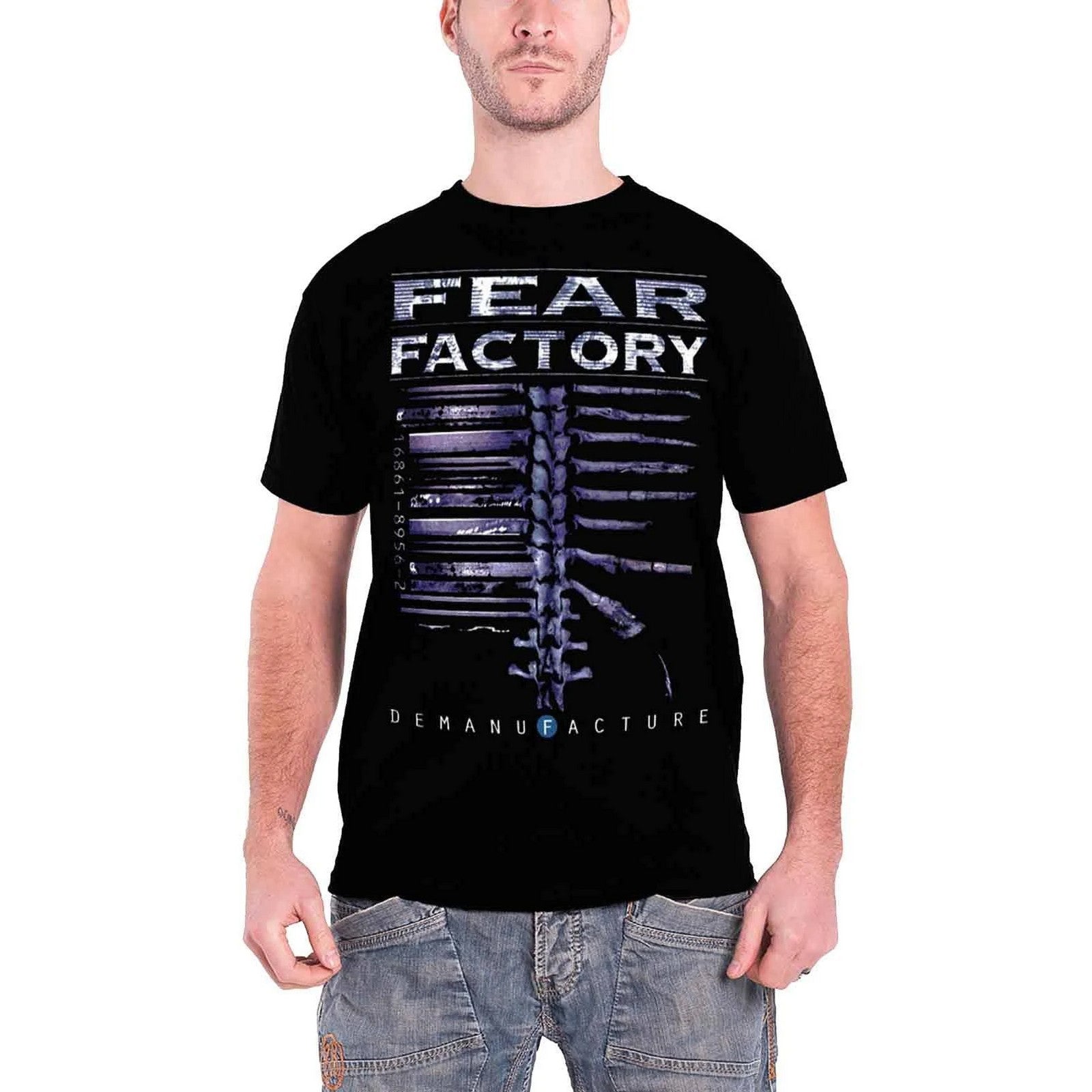 Black - Side - Fear Factory Unisex Adult Demanufacture T-Shirt
