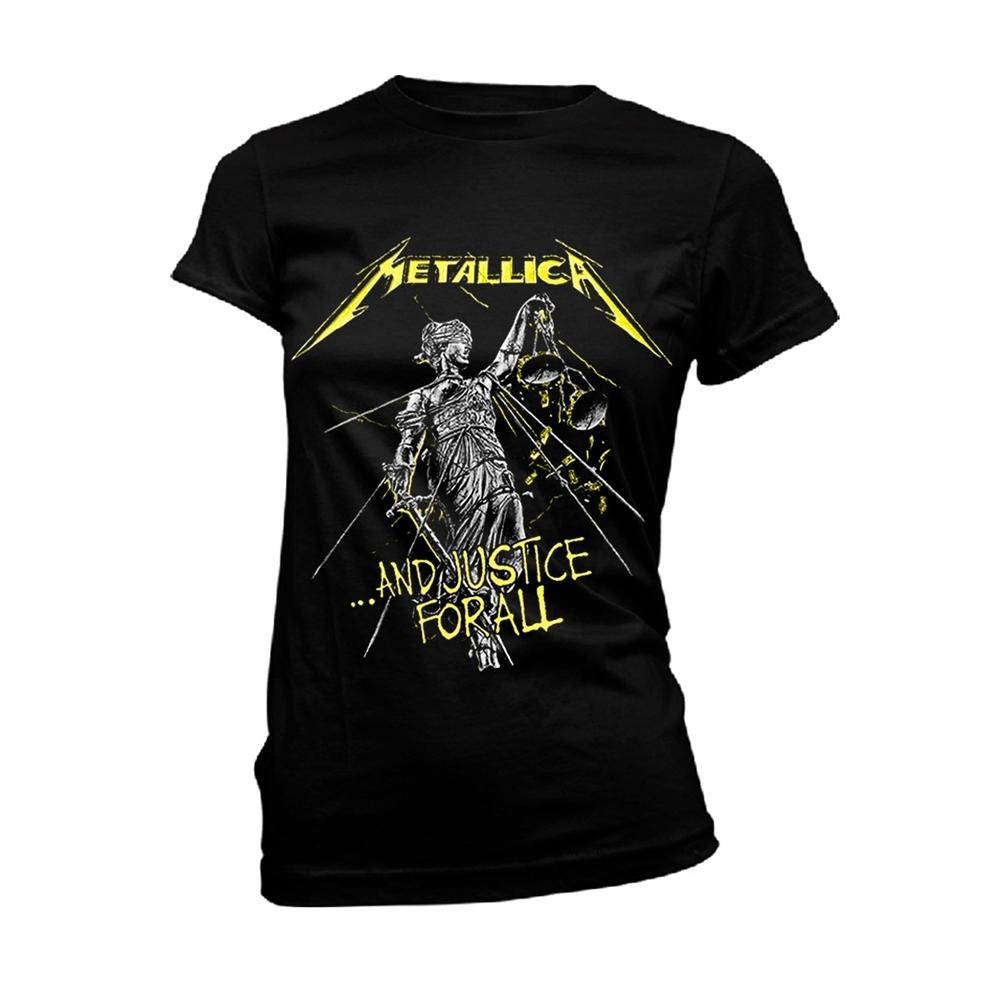 Black - Front - Metallica Womens-Ladies And Justice For All Tracks T-Shirt