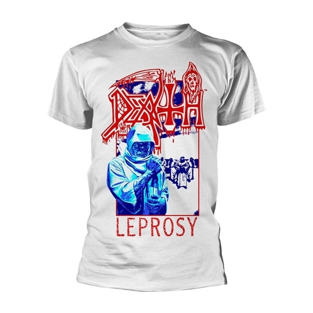 White - Front - Death Unisex Adult Leprosy Poster T-Shirt