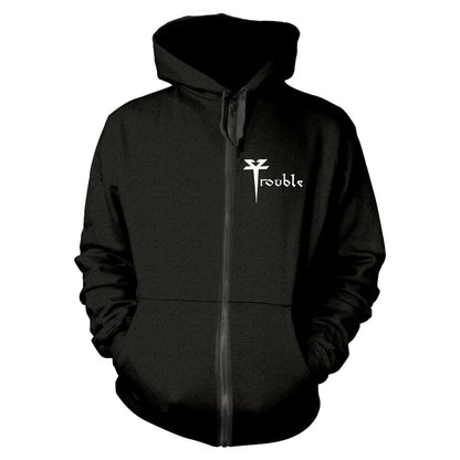 Black - Front - Trouble Unisex Adult The Skull Full Zip Hoodie
