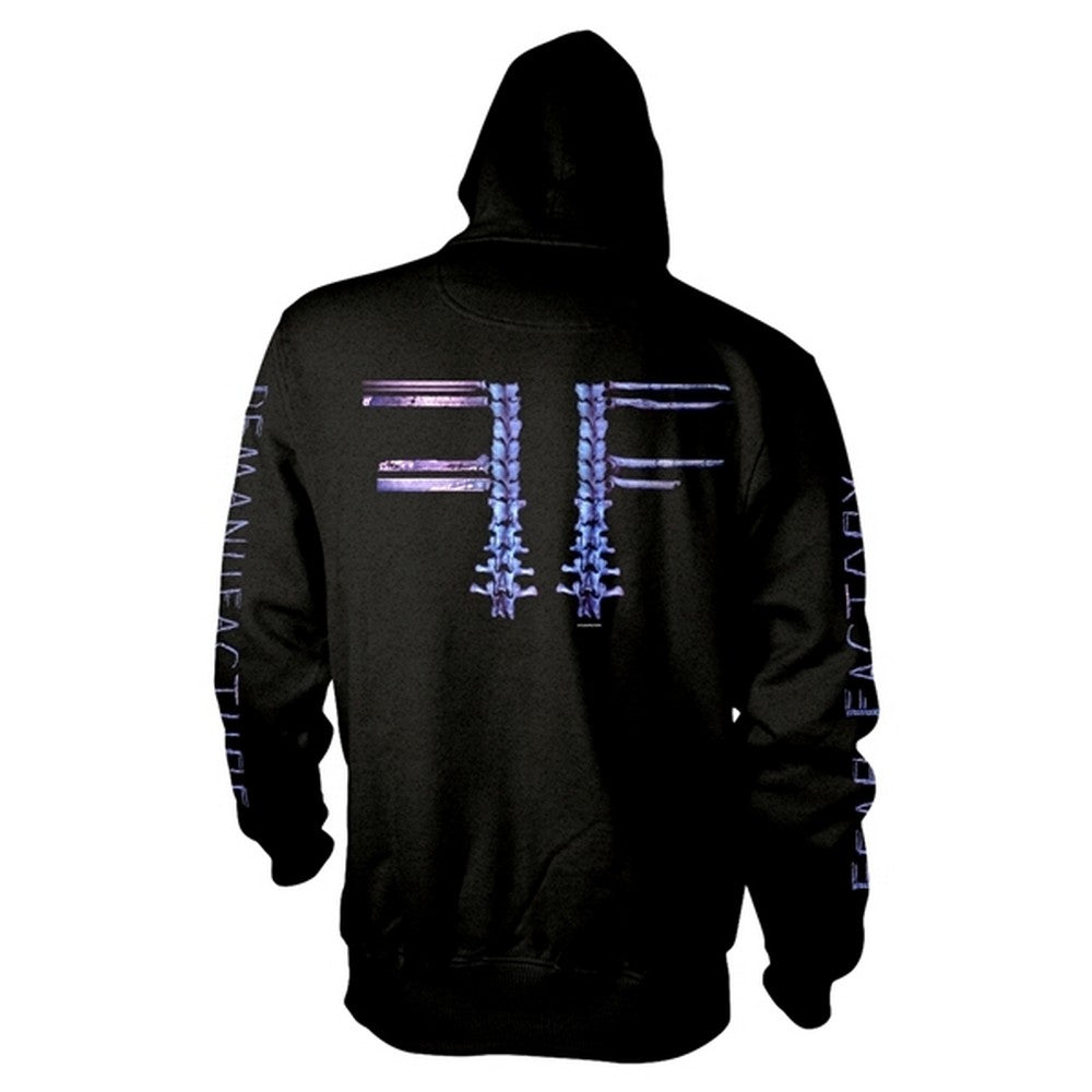 Black - Back - Fear Factory Unisex Adult Demanufacture Pocket Full Zip Hoodie